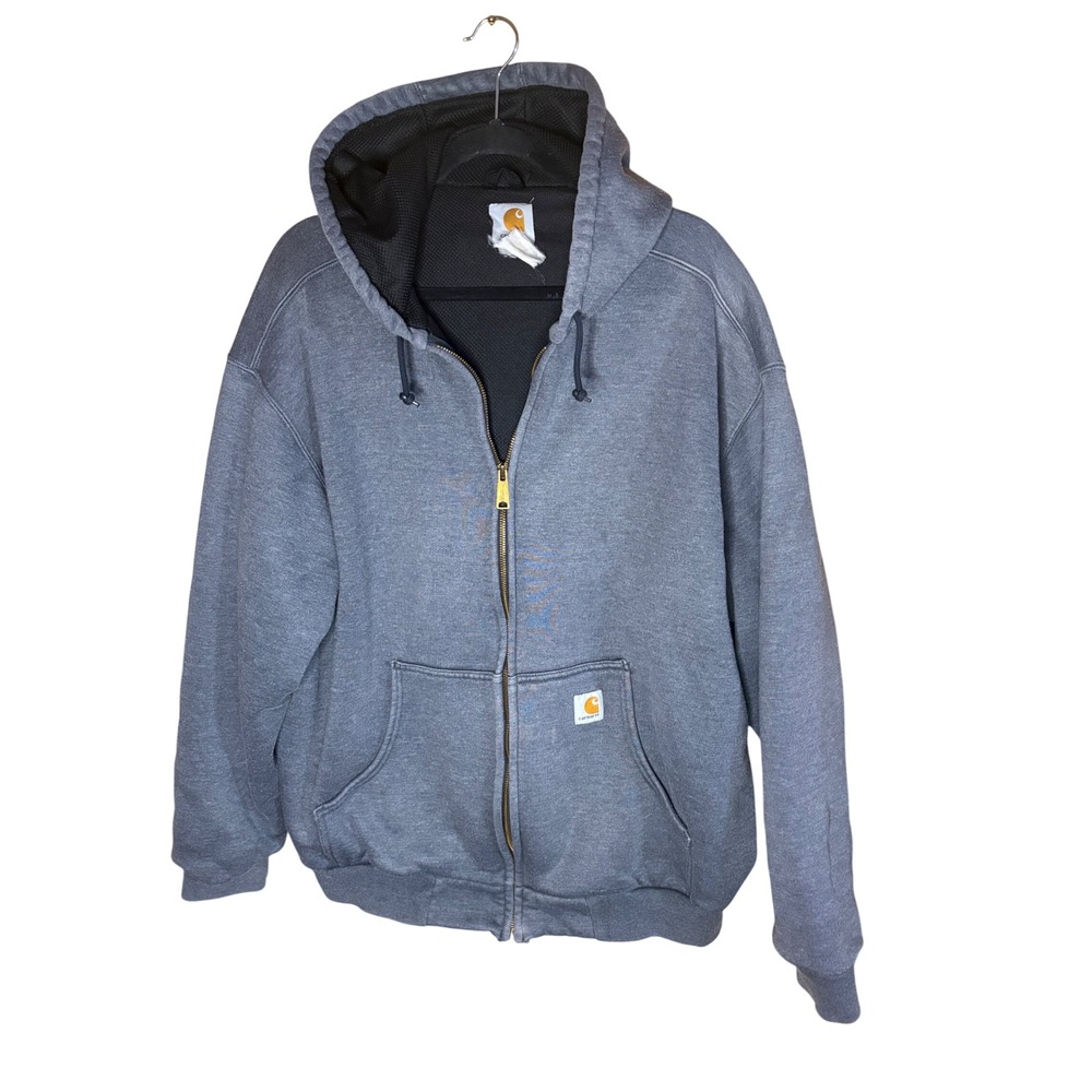 Carhartt Mens Full Zip Thermal Lined Hoodie Blue Gray Sweatshirt XL